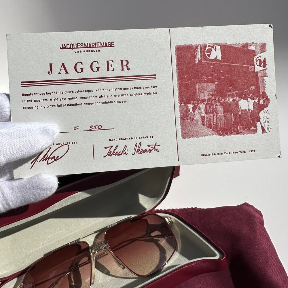 Jacques Marie Mage Jagger Empire Aviator Sunglasses Titanium x/350 Burgundy - Picture 4 of 16